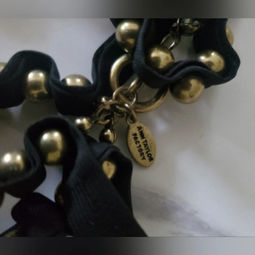 Ann Taylor Factory Beaded Ribbon Necklace